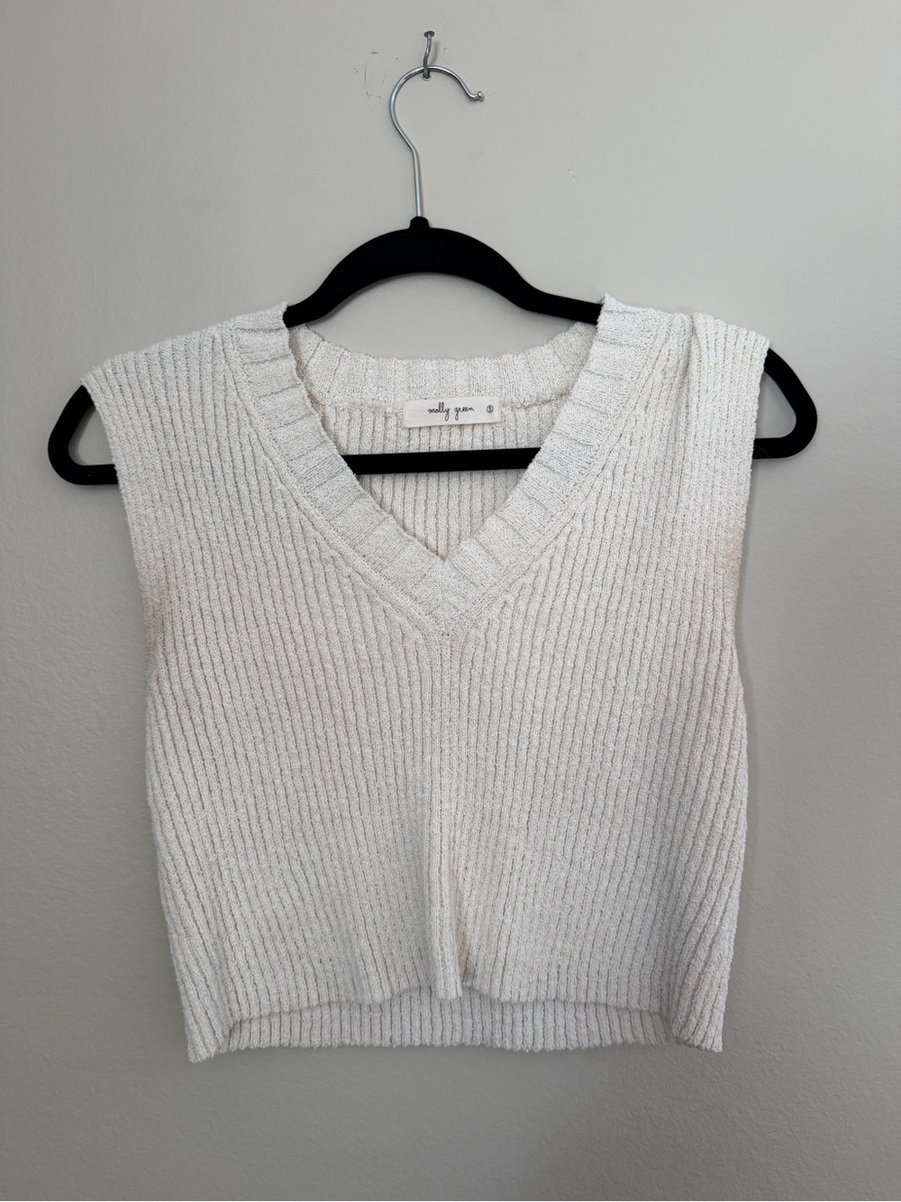 Molly Green Cream Ribbed Knit Sweater Vest